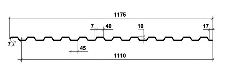 чертеж равнополочного профнастила пс 10