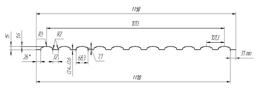 схема профнастила С 13