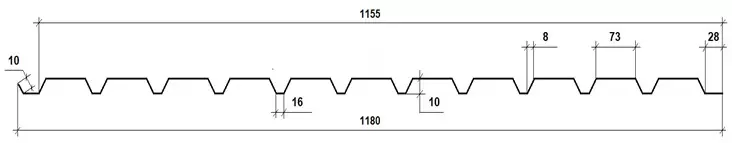 чертеж профнастила ПС-10